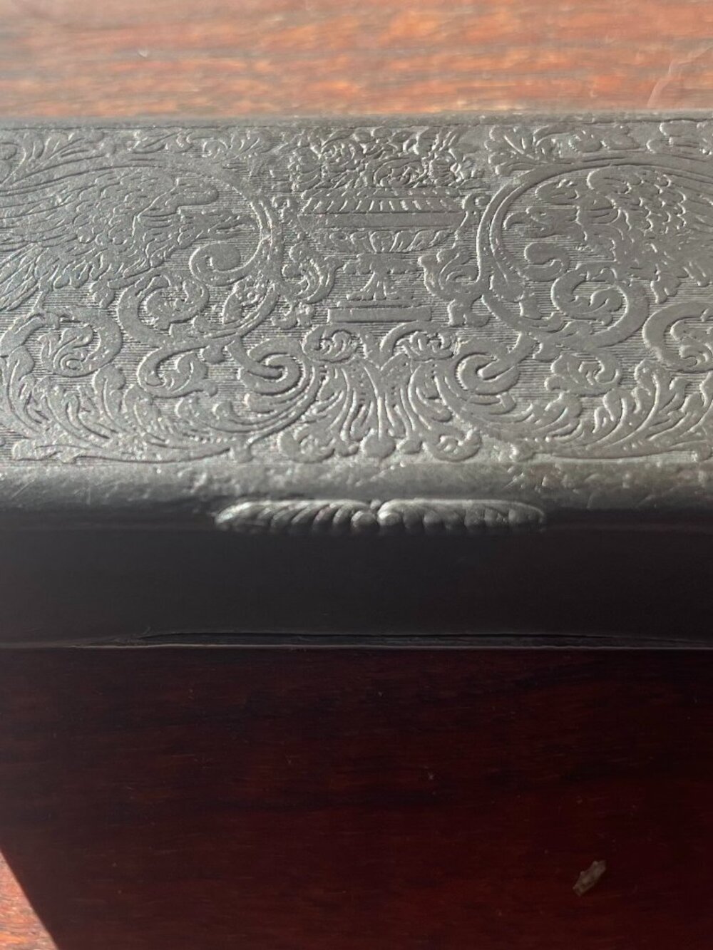 Antique Art Nouveau Early 1900's Eagle & Floral Silver Plated Snuff Box